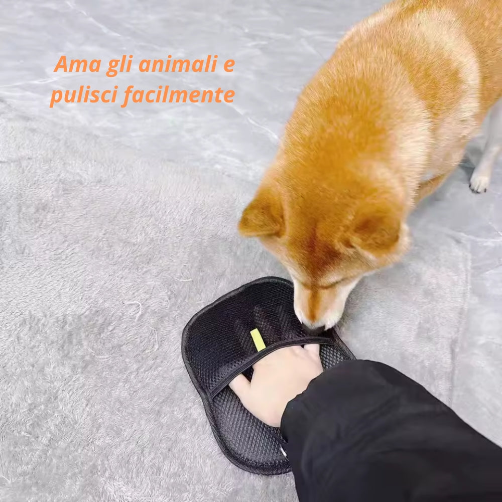 Guanto Rimuovi Peli per Animali con Doppie Setole Elettrostatiche